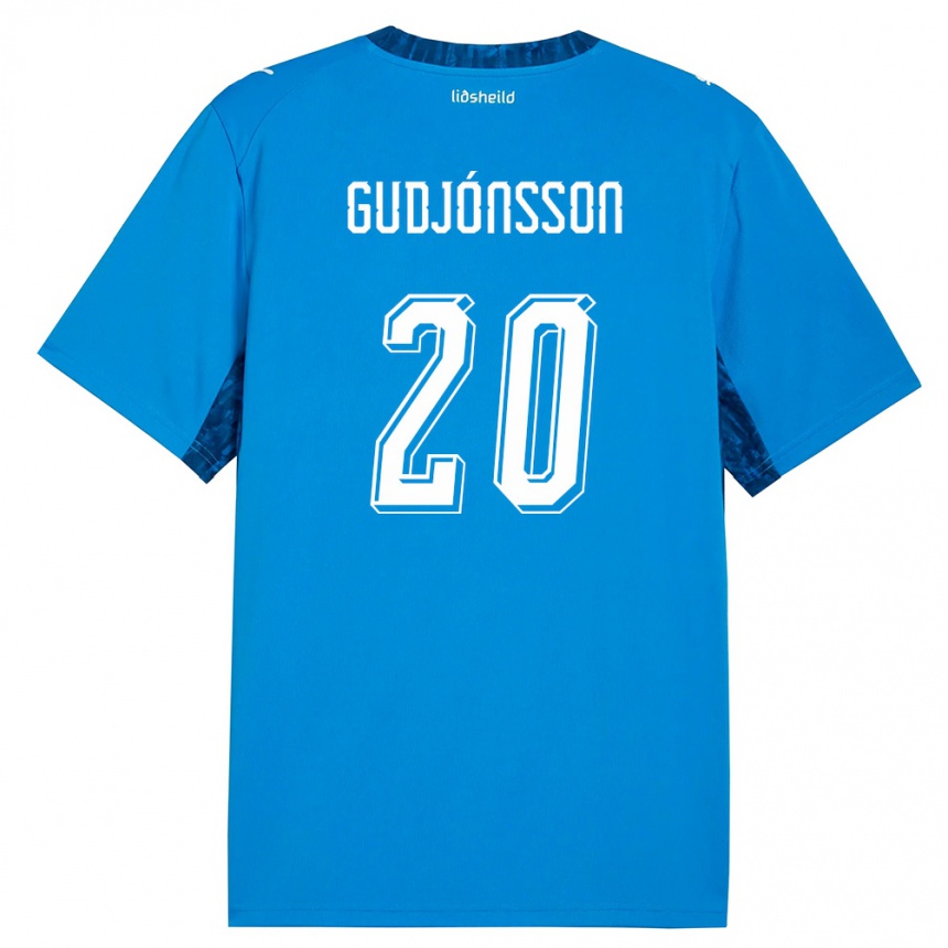 ילדים כדורגל אִיסלַנד Alexander Máni Gudjónsson #20 כחול כהה ג'רזי ביתית 26-28