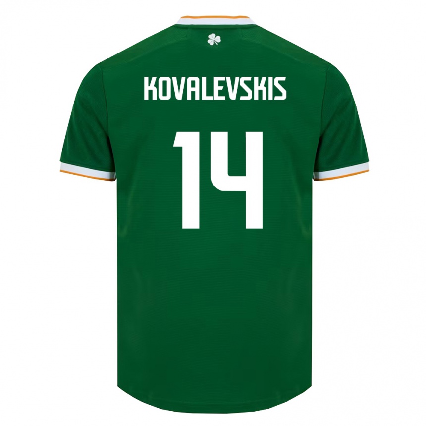 ילדים כדורגל אירלנד Max Kovalevskis #14 ירוק כהה לבן ג'רזי ביתית 26-28