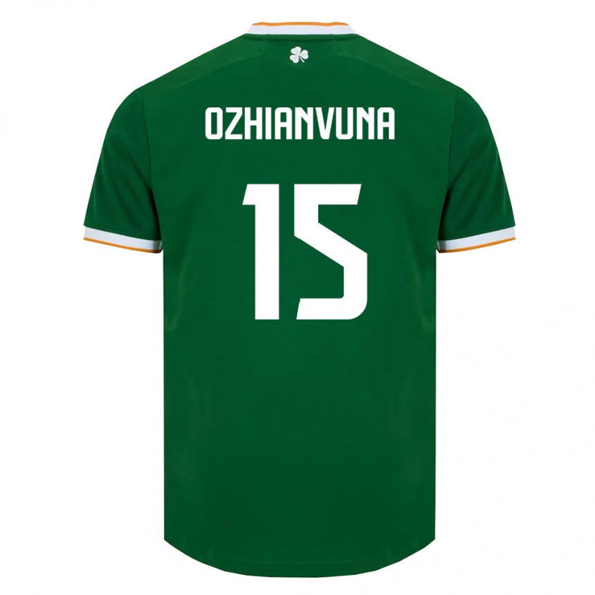 ילדים כדורגל אירלנד Victor Ozhianvuna #15 ירוק כהה לבן ג'רזי ביתית 26-28