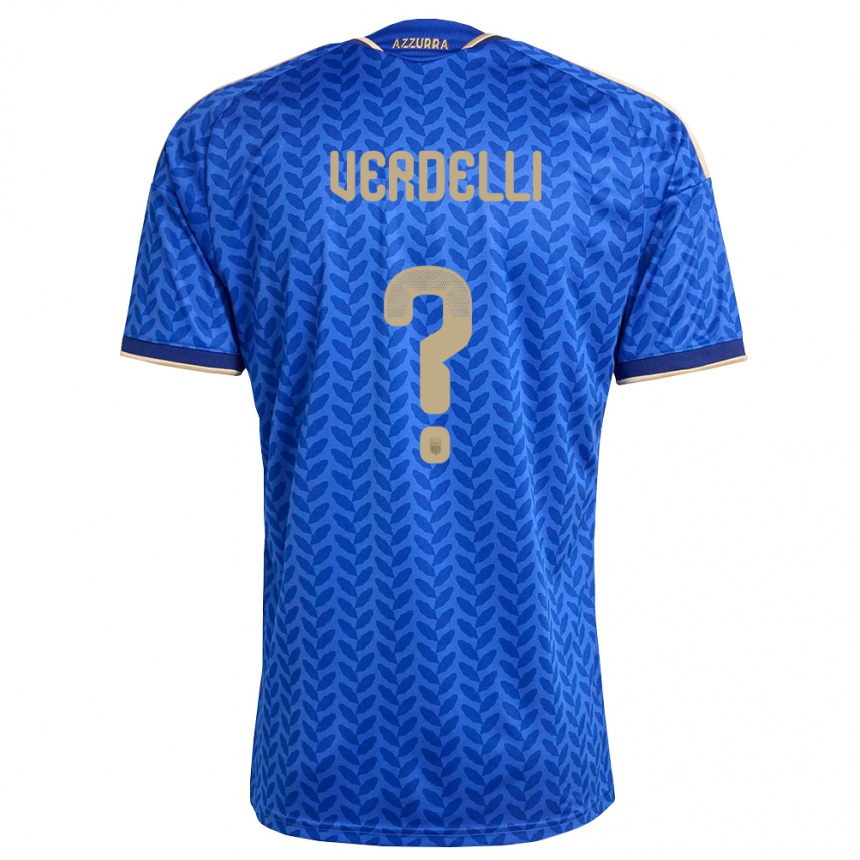 ילדים כדורגל איטליה דויד ורדלי #0 כחול כהה זהב ג'רזי ביתית 26-28