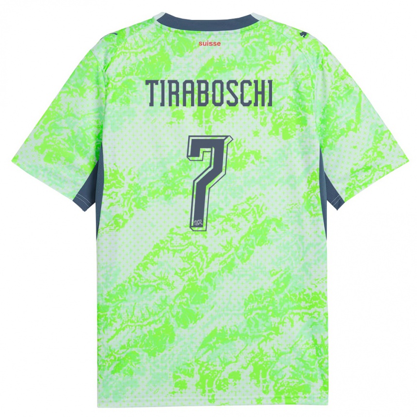ילדים כדורגל שווייץ Ian Tiraboschi #7 ירוק כהה הרחק ג'רזי 26-28