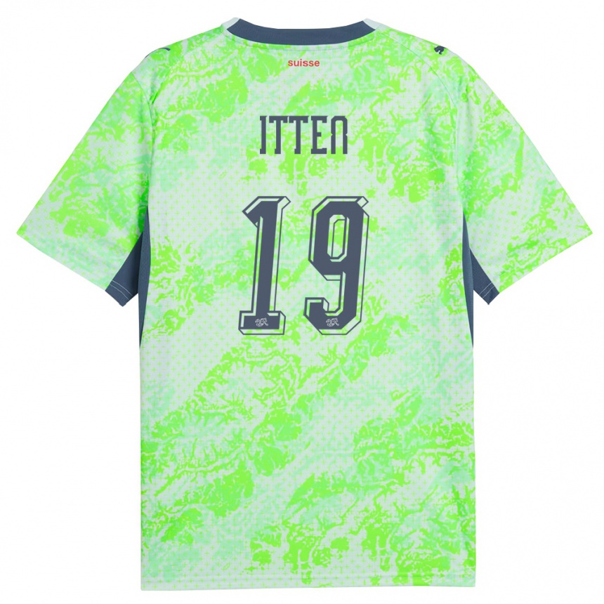 ילדים כדורגל שווייץ סדריק איטן #19 ירוק כהה הרחק ג'רזי 26-28