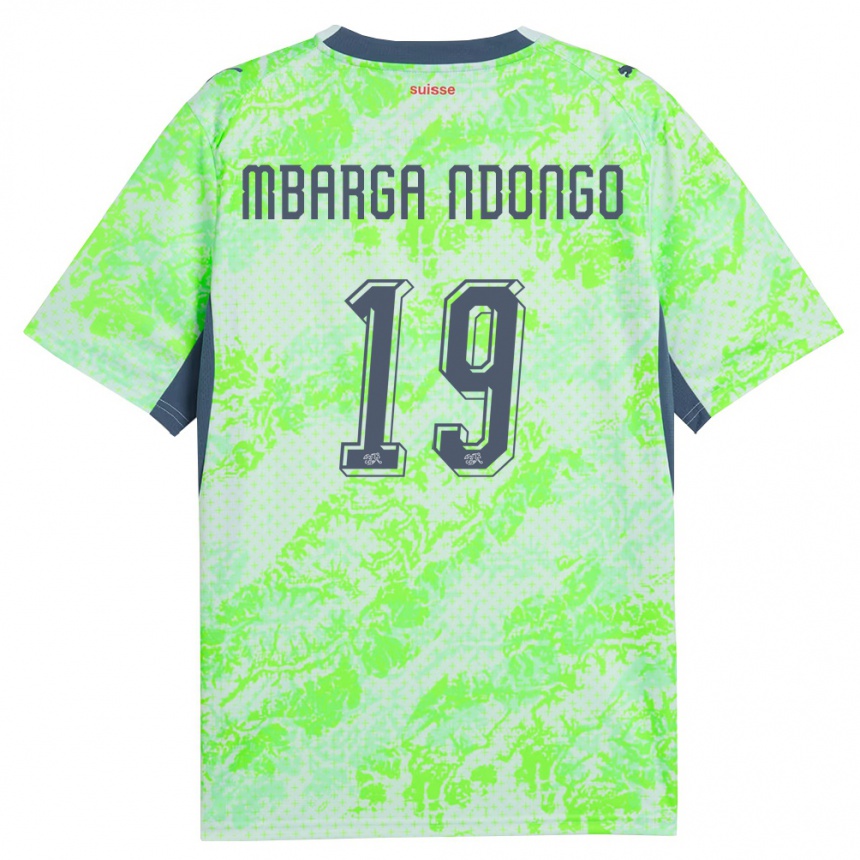 ילדים כדורגל שווייץ Ernest Mbarga Ndongo #19 ירוק כהה הרחק ג'רזי 26-28