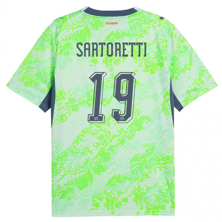 ילדים כדורגל שווייץ Malko Sartoretti #19 ירוק כהה הרחק ג'רזי 26-28