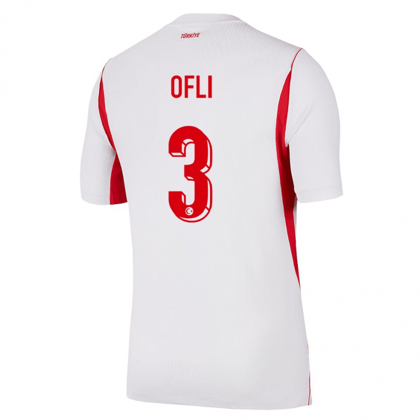 ילדים כדורגל טורקיה Deniz Ofli #3 לבן בורדו אדום הרחק ג'רזי 26-28