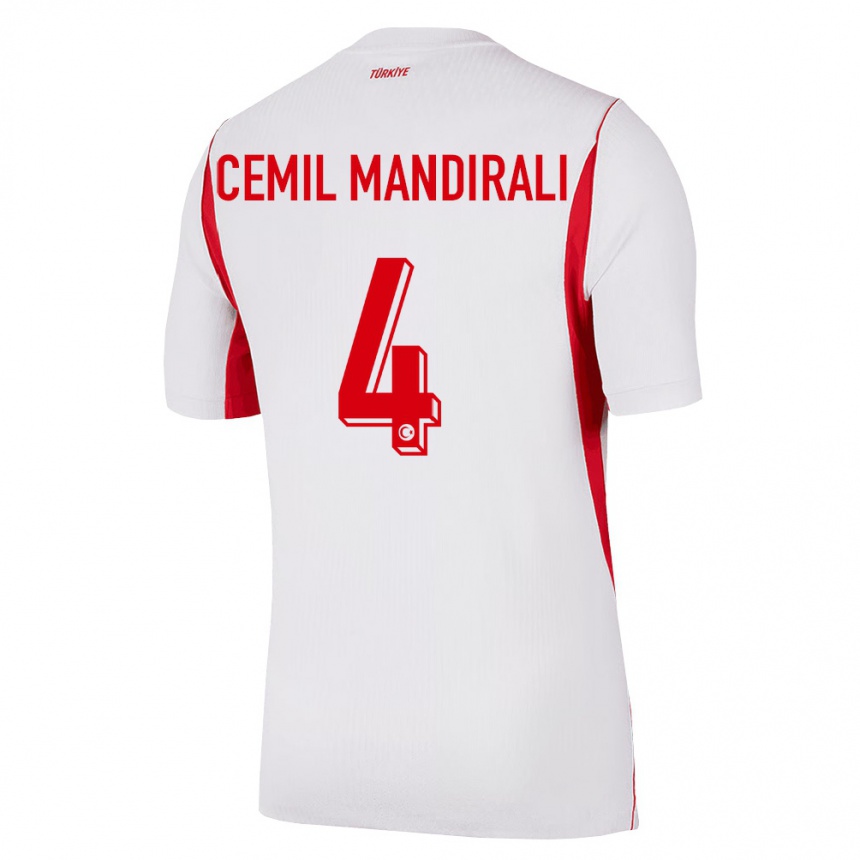 ילדים כדורגל טורקיה Ege Cemil Mandıralı #4 לבן בורדו אדום הרחק ג'רזי 26-28