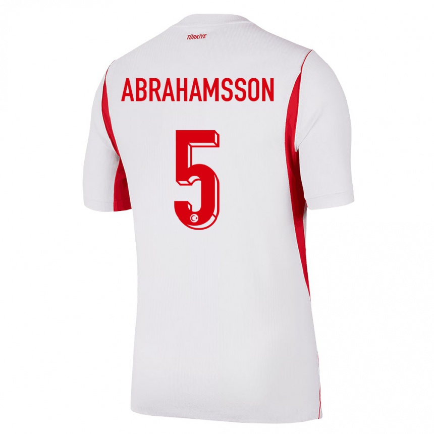 ילדים כדורגל טורקיה Sejde Aylin Abrahamsson #5 לבן בורדו אדום הרחק ג'רזי 26-28