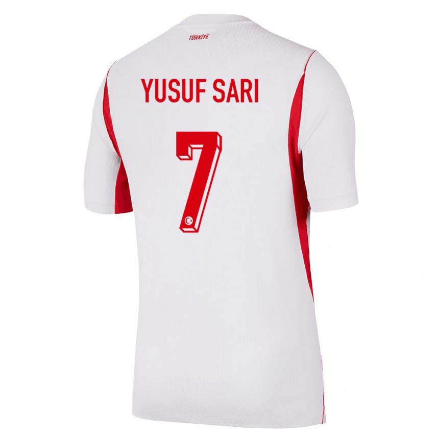 ילדים כדורגל טורקיה Yusuf Sarı #7 לבן בורדו אדום הרחק ג'רזי 26-28