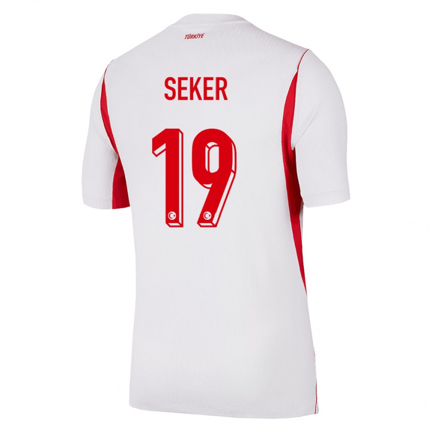 ילדים כדורגל טורקיה Busem Şeker #19 לבן בורדו אדום הרחק ג'רזי 26-28