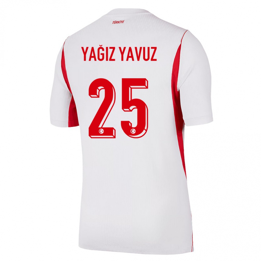 ילדים כדורגל טורקיה Yusuf Yağız Yavuz #25 לבן בורדו אדום הרחק ג'רזי 26-28