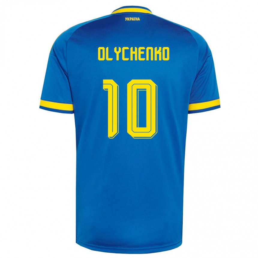 ילדים כדורגל אוקראינה Bogdan Olychenko #10 כחול צהוב כהה הרחק ג'רזי 26-28
