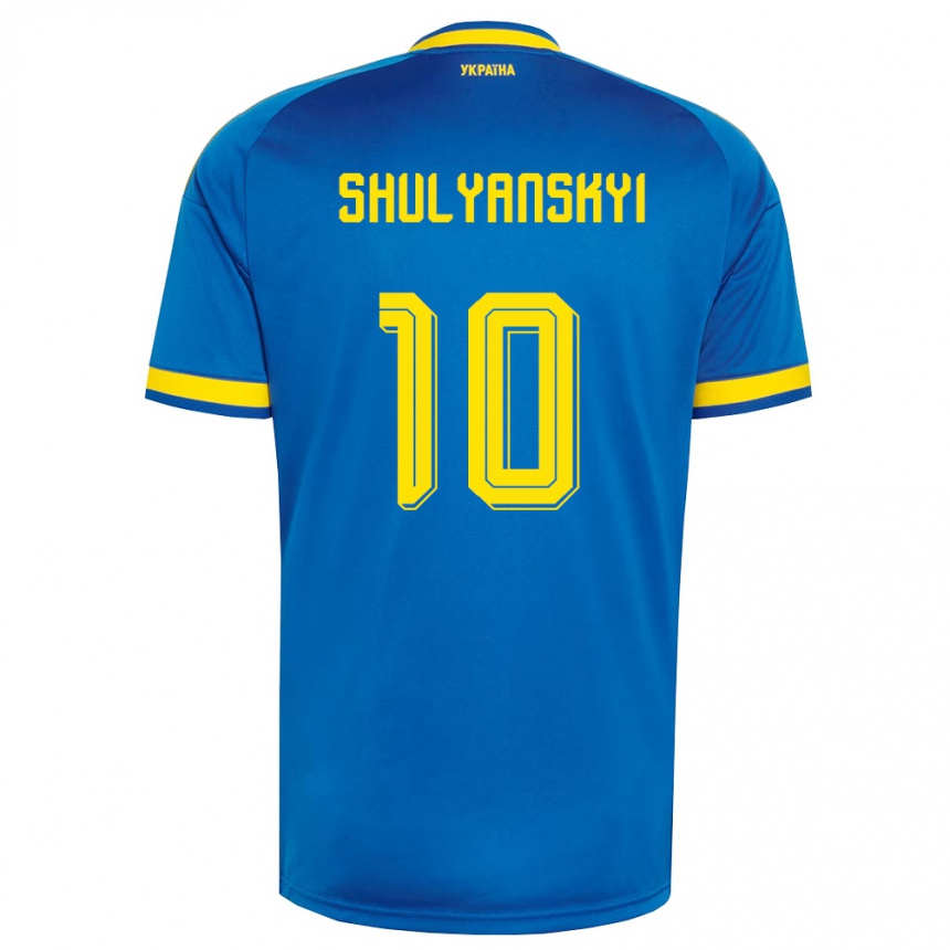 ילדים כדורגל אוקראינה Artem Shulyanskyi #10 כחול צהוב כהה הרחק ג'רזי 26-28