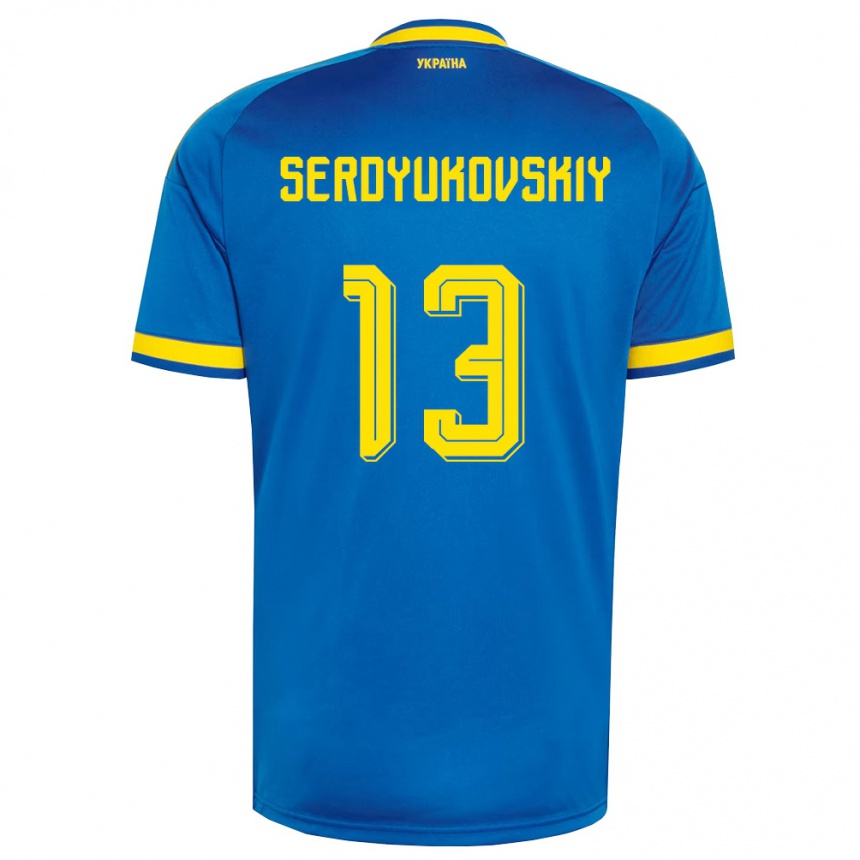 ילדים כדורגל אוקראינה Svyatoslav Serdyukovskiy #13 כחול צהוב כהה הרחק ג'רזי 26-28