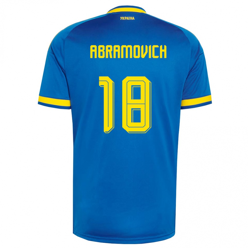 ילדים כדורגל אוקראינה Mykhaylo Abramovich #18 כחול צהוב כהה הרחק ג'רזי 26-28