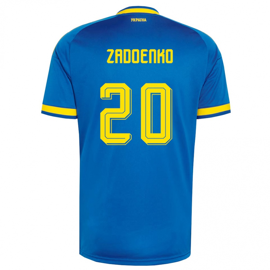 ילדים כדורגל אוקראינה Ivan Zadoenko #20 כחול צהוב כהה הרחק ג'רזי 26-28