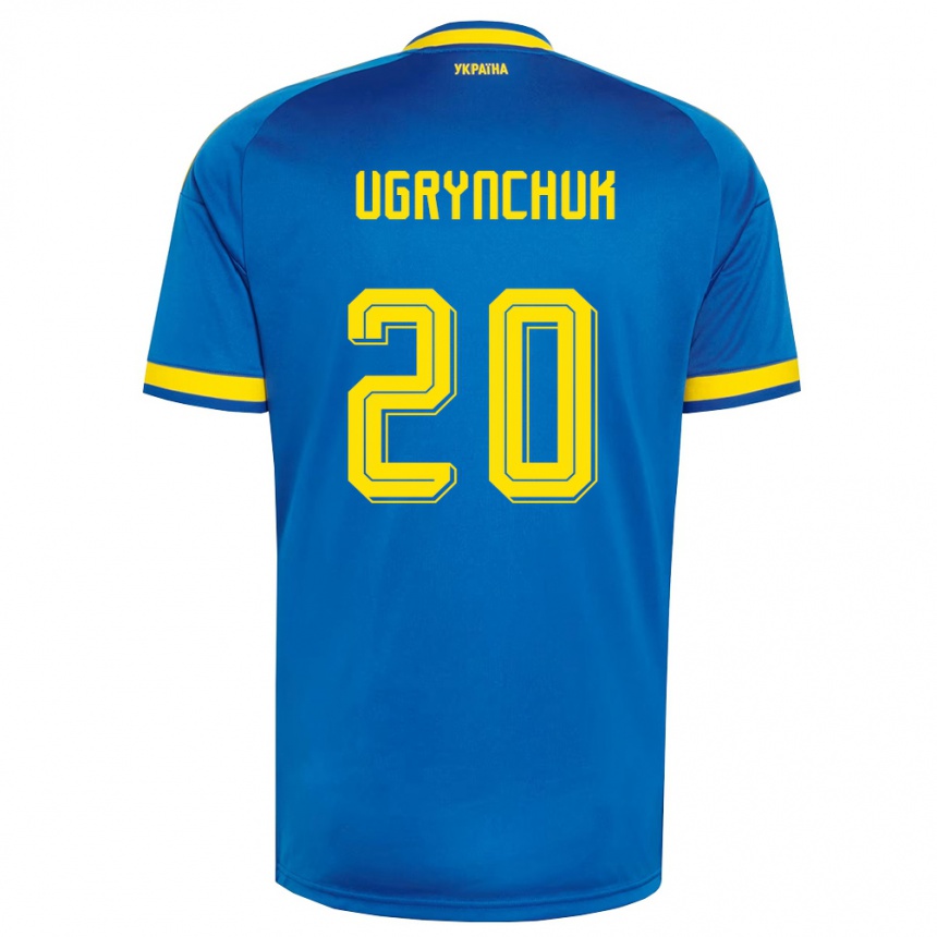 ילדים כדורגל אוקראינה Artem Ugrynchuk #20 כחול צהוב כהה הרחק ג'רזי 26-28