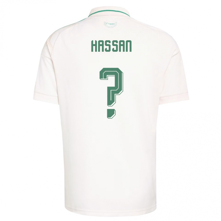 ילדים כדורגל ויילס Rio Hassan #0 לבן חום ירוק הרחק ג'רזי 26-28