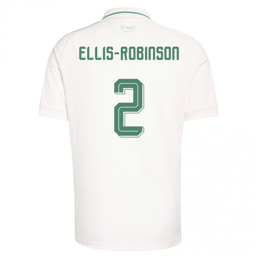 ילדים כדורגל ויילס Eddie Ellis-Robinson #2 לבן חום ירוק הרחק ג'רזי 26-28