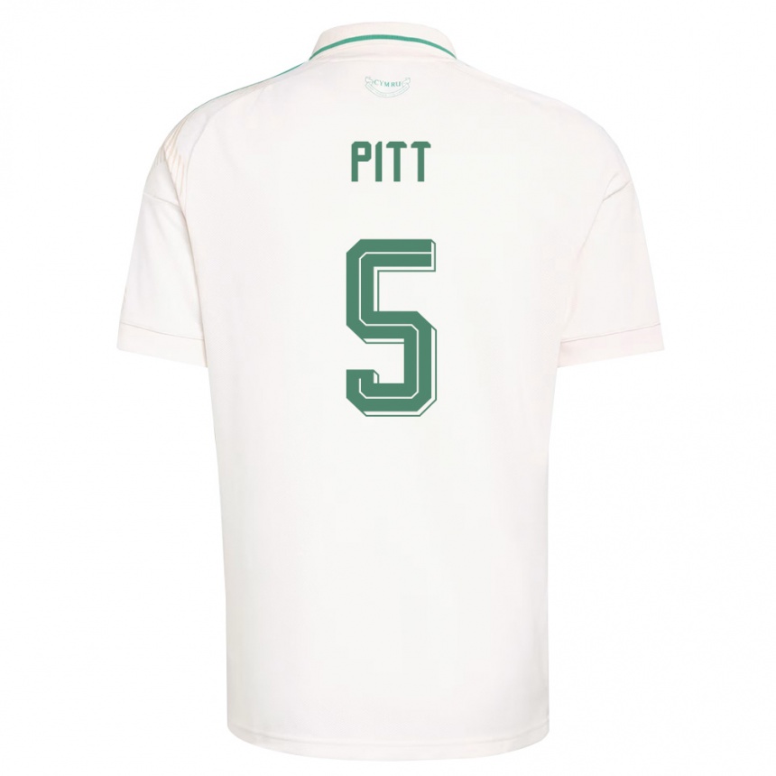 ילדים כדורגל ויילס Theo Pitt #5 לבן חום ירוק הרחק ג'רזי 26-28