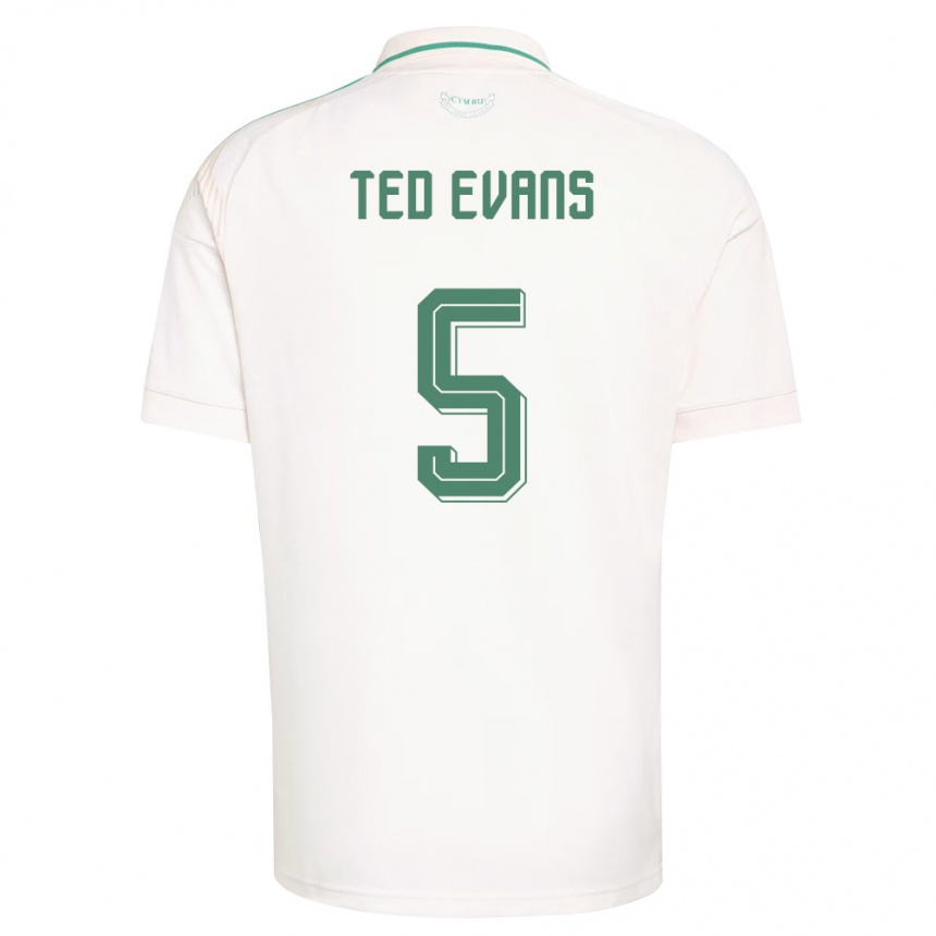 ילדים כדורגל ויילס Ted Evans #5 לבן חום ירוק הרחק ג'רזי 26-28