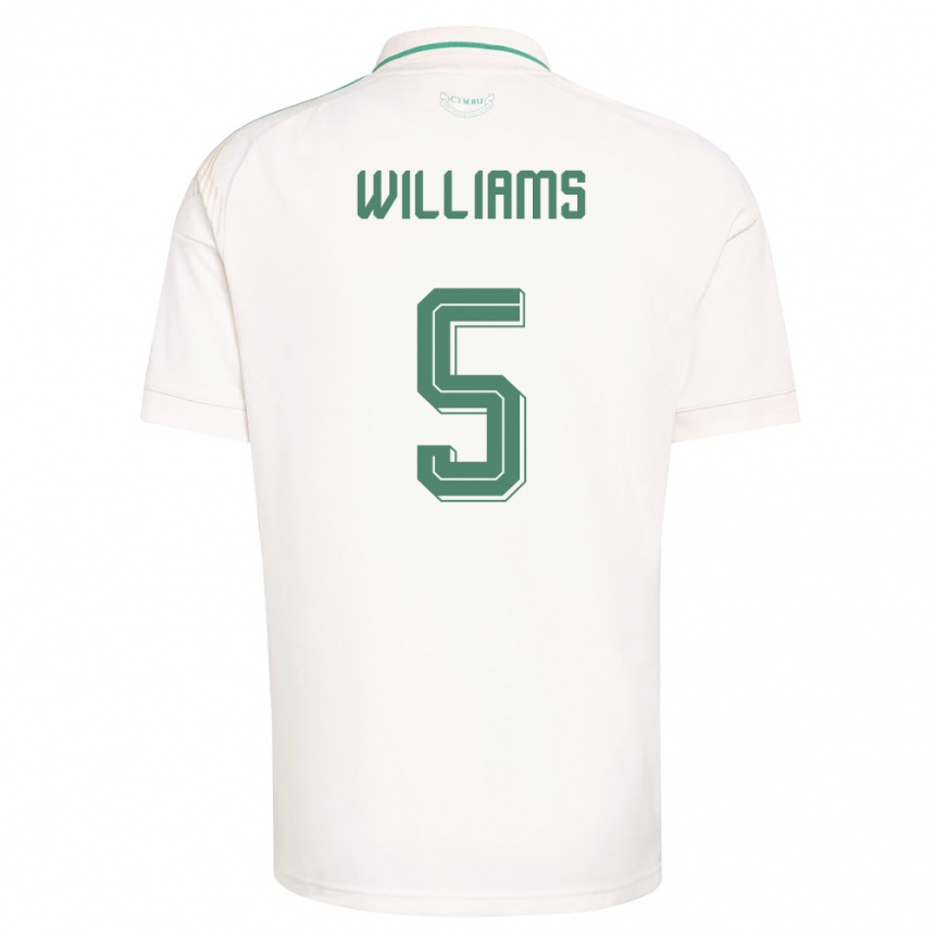 ילדים כדורגל ויילס Ashton Williams #5 לבן חום ירוק הרחק ג'רזי 26-28