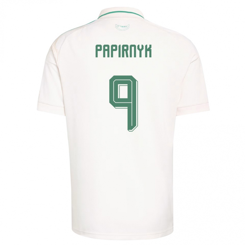 ילדים כדורגל ויילס Leo Papirnyk #9 לבן חום ירוק הרחק ג'רזי 26-28