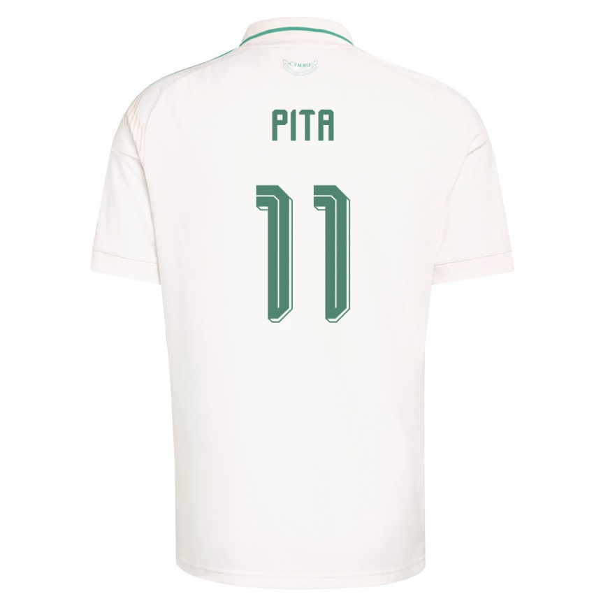 ילדים כדורגל ויילס Shea Pita #11 לבן חום ירוק הרחק ג'רזי 26-28