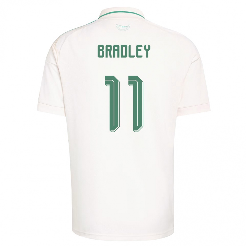 ילדים כדורגל ויילס Sion Bradley #11 לבן חום ירוק הרחק ג'רזי 26-28