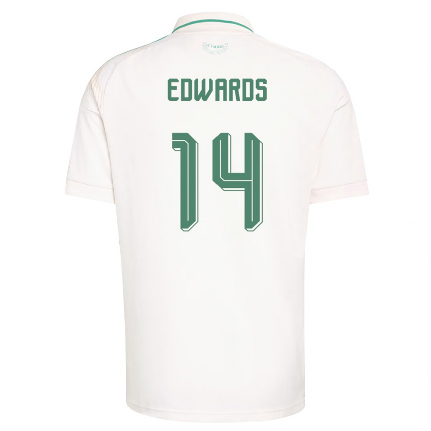 ילדים כדורגל ויילס Noah Edwards #14 לבן חום ירוק הרחק ג'רזי 26-28
