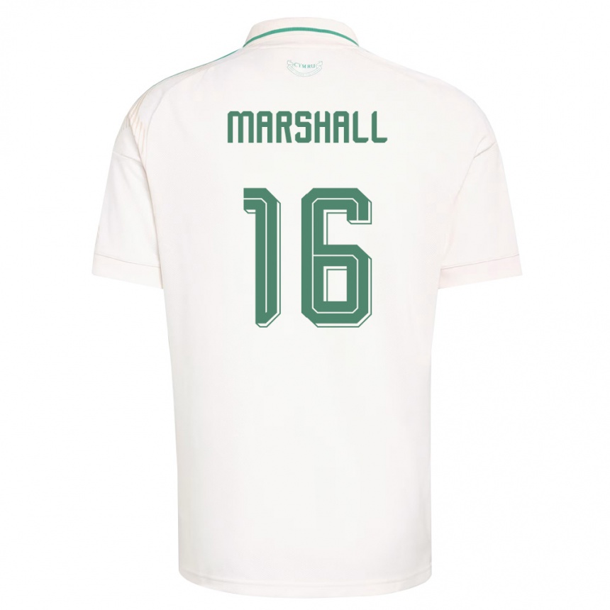 ילדים כדורגל ויילס Theo Marshall #16 לבן חום ירוק הרחק ג'רזי 26-28