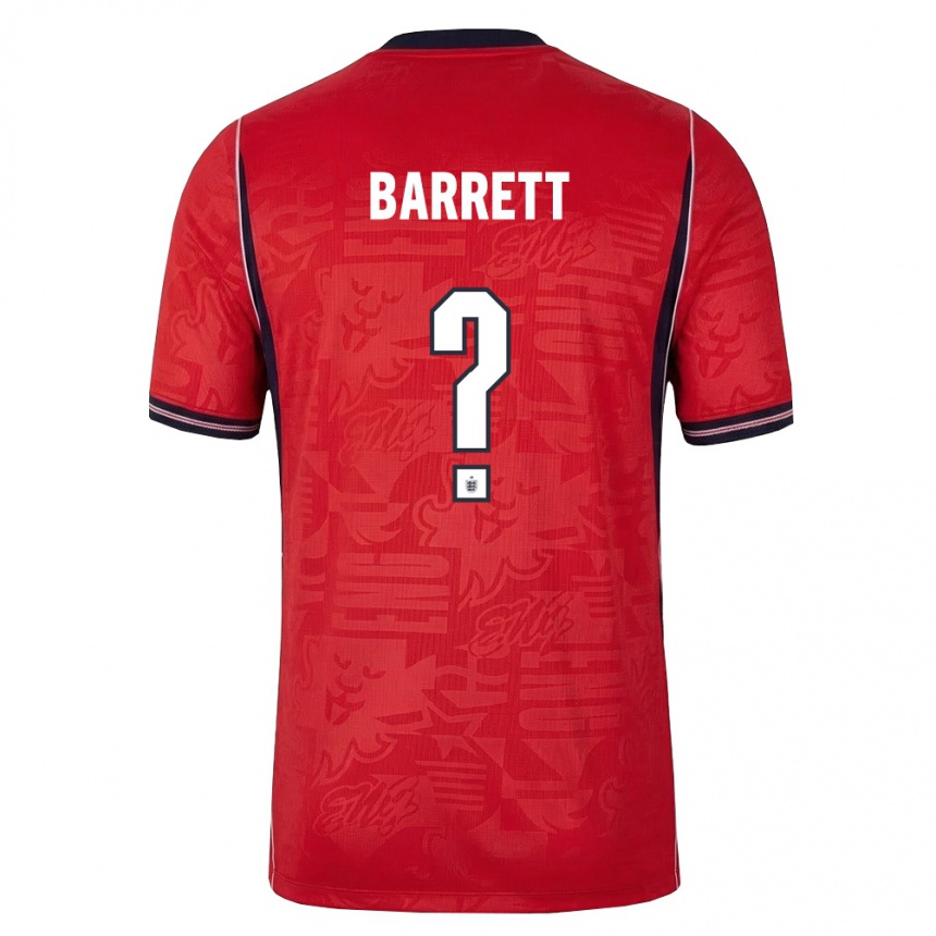 ילדים כדורגל אנגליה Marlow Barrett #0 אדום כהה לבן הרחק ג'רזי 26-28