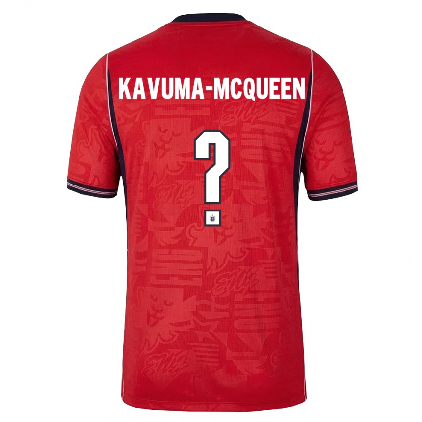 ילדים כדורגל אנגליה Ryan Kavuma-Mcqueen #0 אדום כהה לבן הרחק ג'רזי 26-28