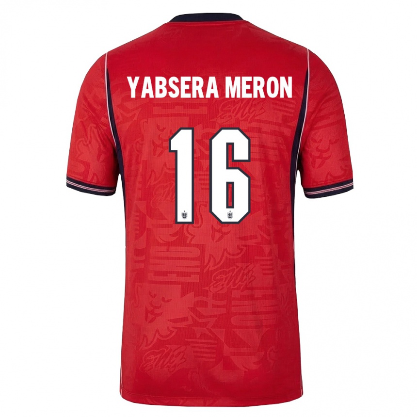 ילדים כדורגל אנגליה Yabsera Meron #16 אדום כהה לבן הרחק ג'רזי 26-28