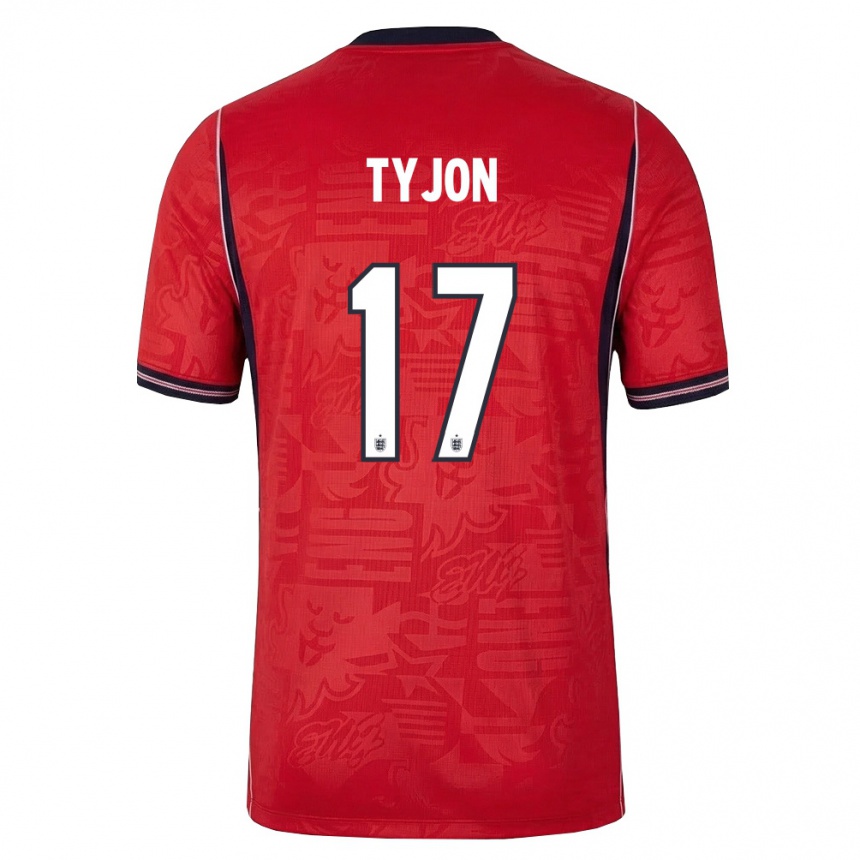 ילדים כדורגל אנגליה Igor Tyjon #17 אדום כהה לבן הרחק ג'רזי 26-28