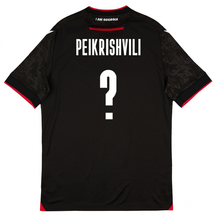 ילדים כדורגל גאורגיה Aleksandre Peikrishvili #0 שחור לבן אדום הרחק ג'רזי 26-28