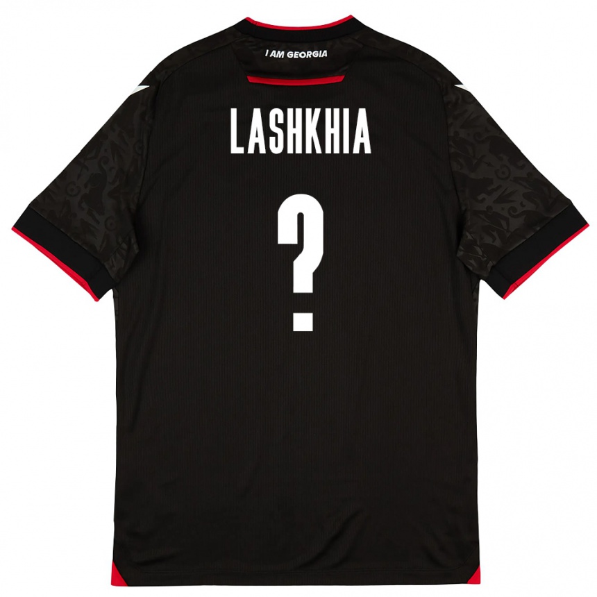 ילדים כדורגל גאורגיה Luka Lashkhia #0 שחור לבן אדום הרחק ג'רזי 26-28