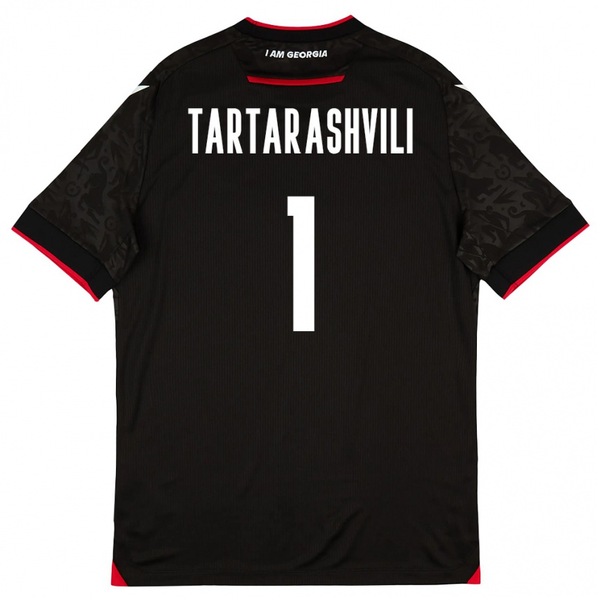 ילדים כדורגל גאורגיה Saba Tartarashvili #1 שחור לבן אדום הרחק ג'רזי 26-28