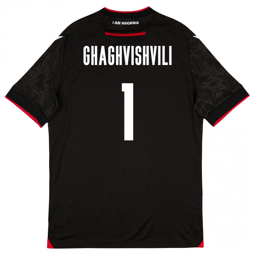 ילדים כדורגל גאורגיה Mate Ghaghvishvili #1 שחור לבן אדום הרחק ג'רזי 26-28