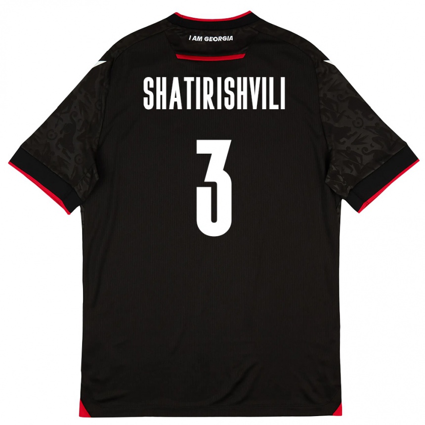 ילדים כדורגל גאורגיה Mate Shatirishvili #3 שחור לבן אדום הרחק ג'רזי 26-28