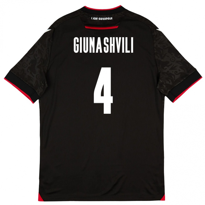 ילדים כדורגל גאורגיה Akaki Giunashvili #4 שחור לבן אדום הרחק ג'רזי 26-28
