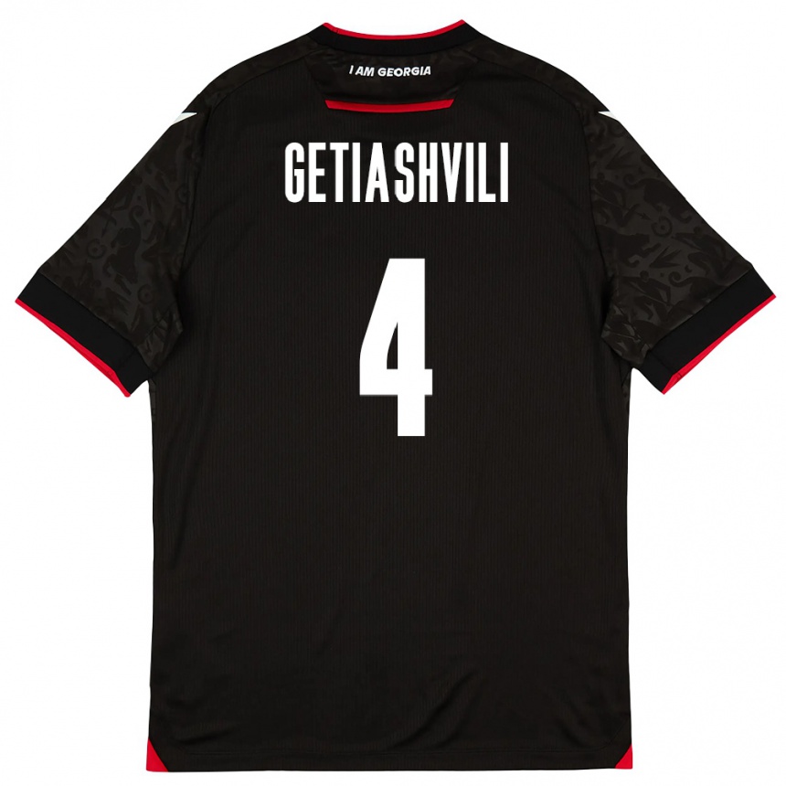 ילדים כדורגל גאורגיה Alika Getiashvili #4 שחור לבן אדום הרחק ג'רזי 26-28