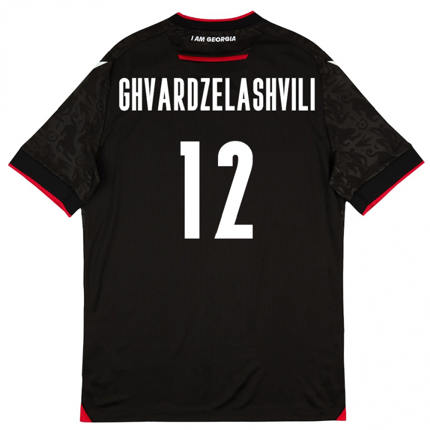 ילדים כדורגל גאורגיה Davit Ghvardzelashvili #12 שחור לבן אדום הרחק ג'רזי 26-28