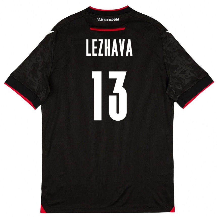 ילדים כדורגל גאורגיה Giorgi Lezhava #13 שחור לבן אדום הרחק ג'רזי 26-28
