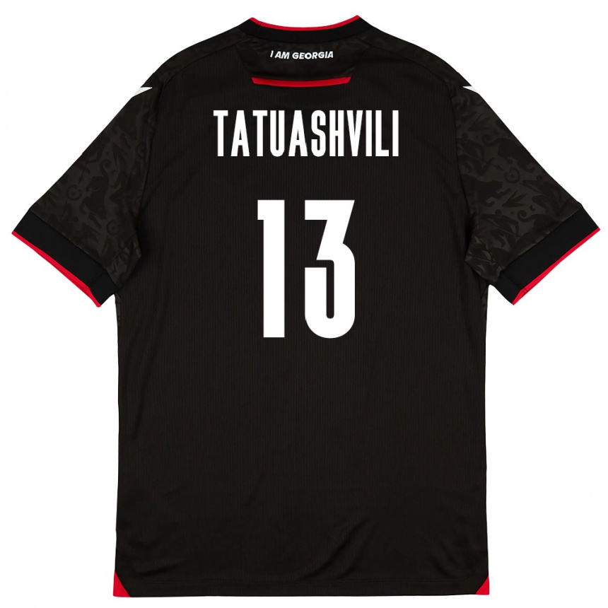 ילדים כדורגל גאורגיה Tamar Tatuashvili #13 שחור לבן אדום הרחק ג'רזי 26-28