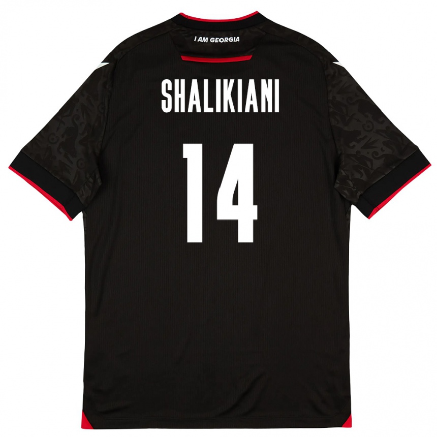 ילדים כדורגל גאורגיה Nikoloz Shalikiani #14 שחור לבן אדום הרחק ג'רזי 26-28