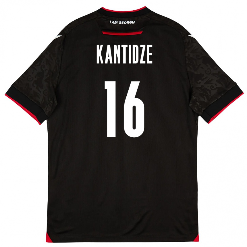 ילדים כדורגל גאורגיה Nikoloz Kantidze #16 שחור לבן אדום הרחק ג'רזי 26-28