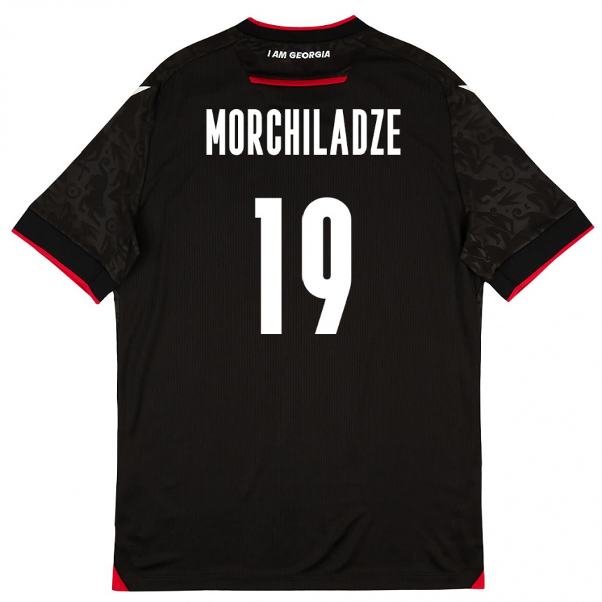 ילדים כדורגל גאורגיה Tornike Morchiladze #19 שחור לבן אדום הרחק ג'רזי 26-28