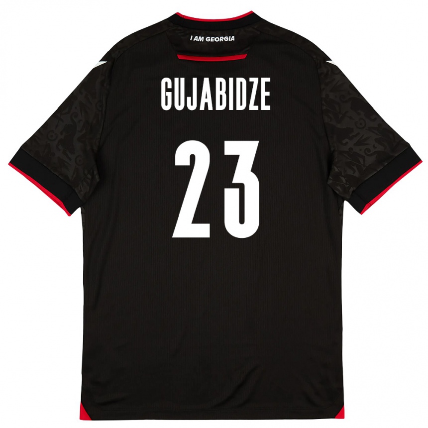 ילדים כדורגל גאורגיה Nino Gujabidze #23 שחור לבן אדום הרחק ג'רזי 26-28