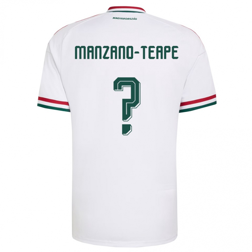 ילדים כדורגל הונגריה Dániel Manzano-Teape #0 לבן אדום ירוק הרחק ג'רזי 26-28