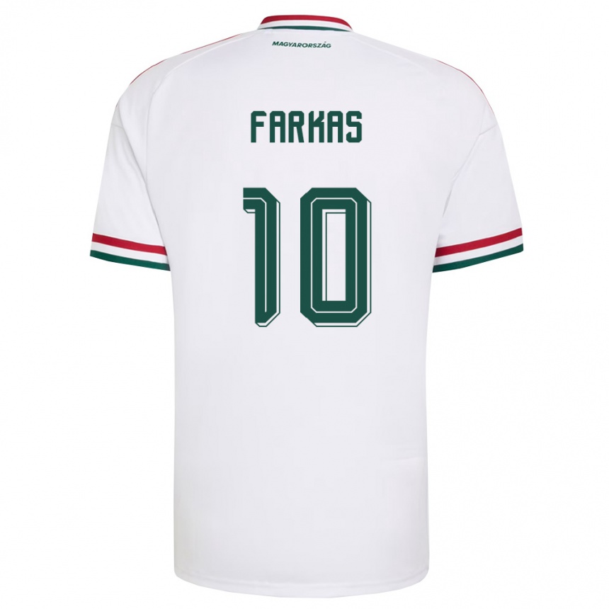 ילדים כדורגל הונגריה Timót Farkas #10 לבן אדום ירוק הרחק ג'רזי 26-28